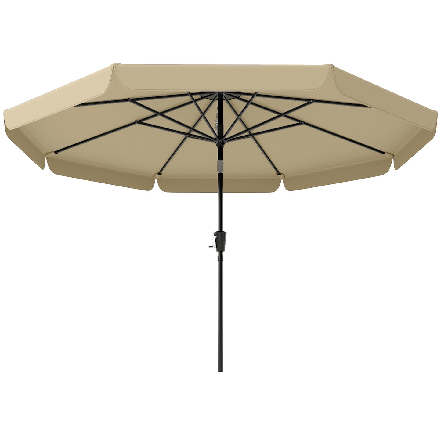 10 ft Patio Umbrella with Push Button Tilt and Crank, Outdoor Market Table Umbrella Parasol, Khaki