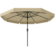10 ft Patio Umbrella with Push Button Tilt and Crank, Outdoor Market Table Umbrella Parasol, Khaki