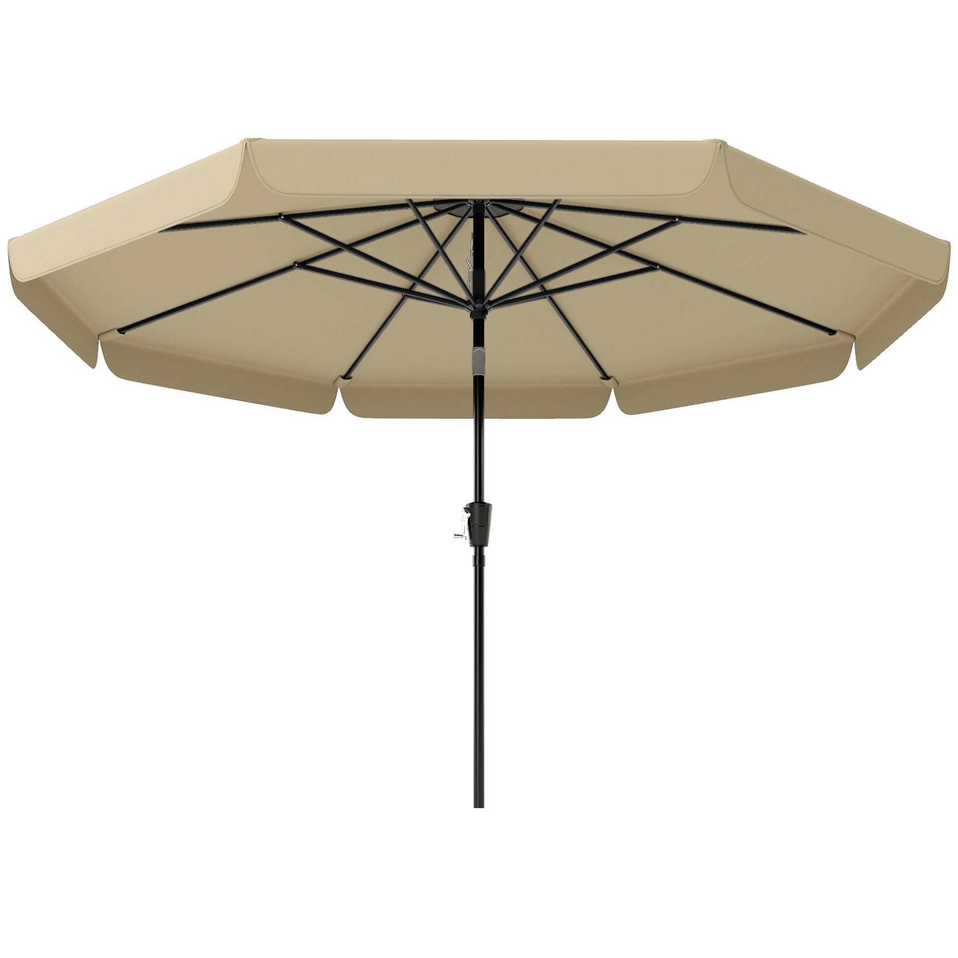 10 ft Patio Umbrella with Push Button Tilt and Crank, Outdoor Market Table Umbrella Parasol, Khaki