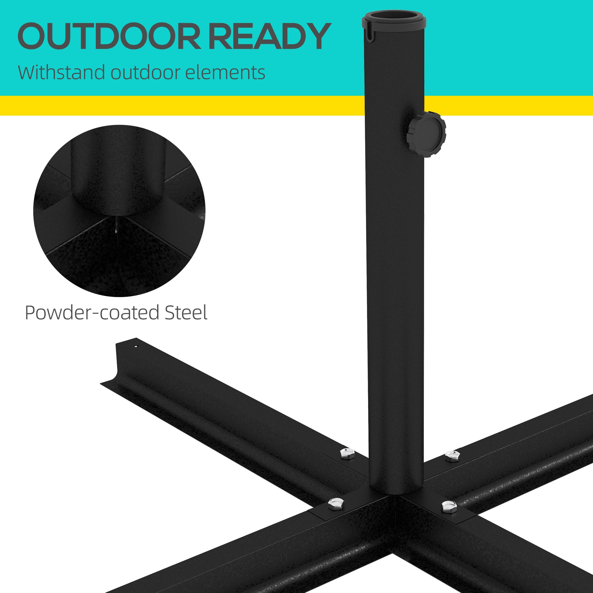 Outdoor Universal Cross Brace Stand for Small Offset Umbrella or Large Market Umbrella, Black