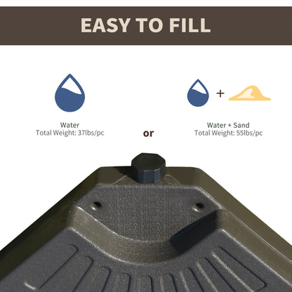 4-Piece Cantilever Offset Patio Umbrella Circular Base Stand w/Carry Handles, Water & Sand Filled