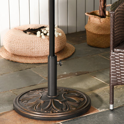 29 lb Heavy Duty Concrete Umbrella Base, 19" Round Parasol Holder for Outdoor, Garden, Backyard, Deck, Bronze