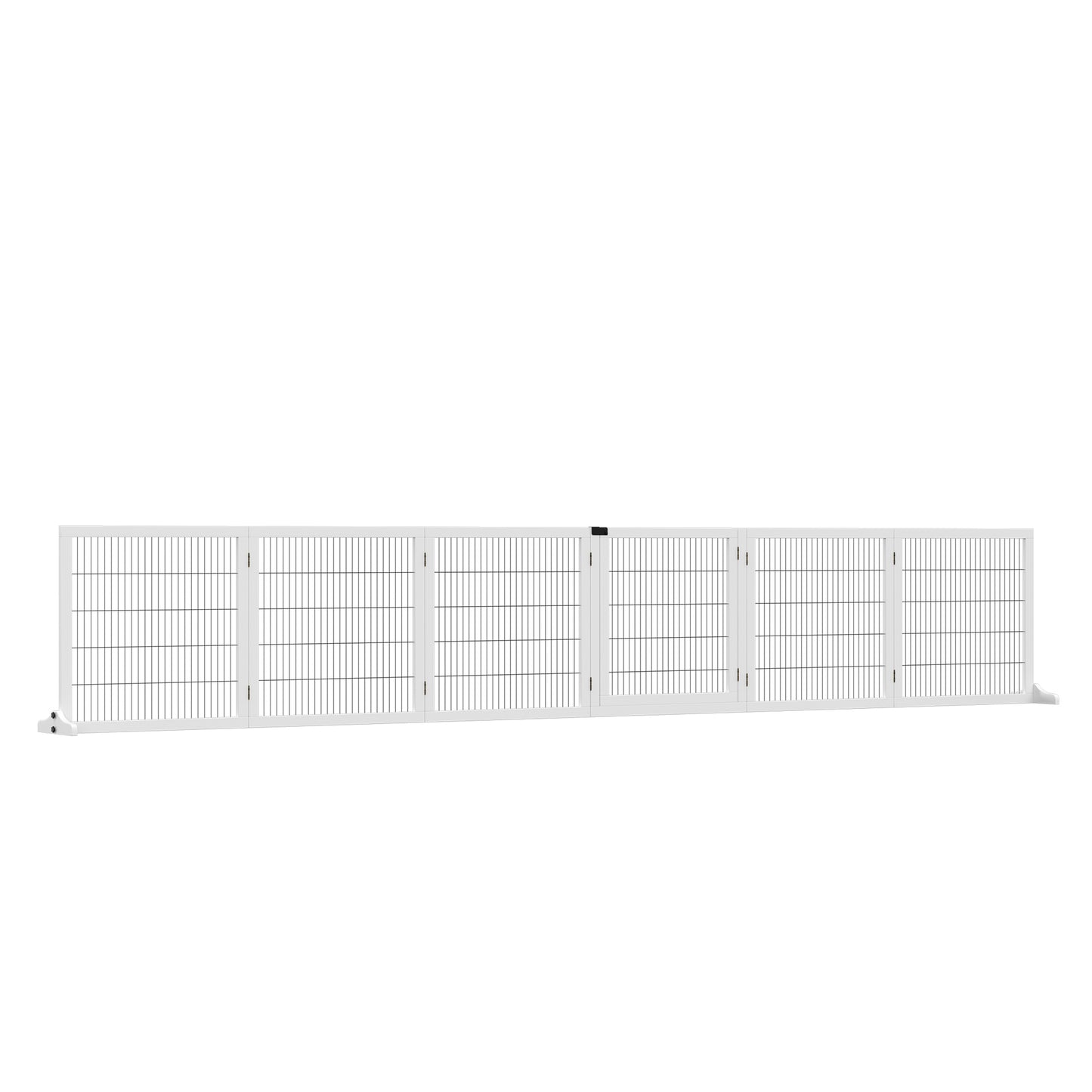 Wooden Freestanding Pet Gate w/ 2 Support Feet, White