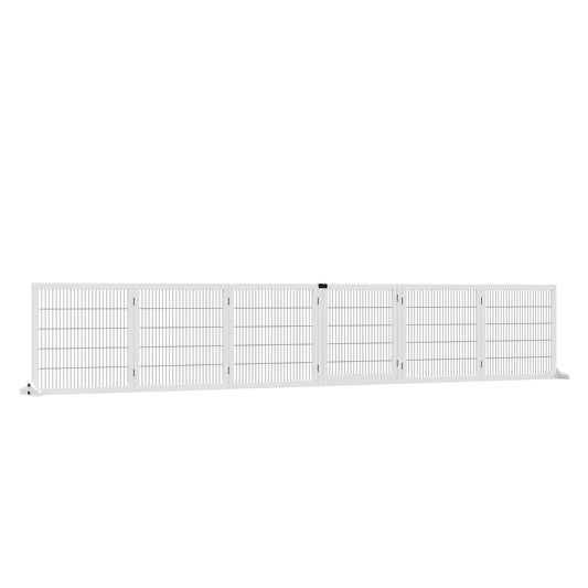 Wooden Freestanding Pet Gate w/ 2 Support Feet, White
