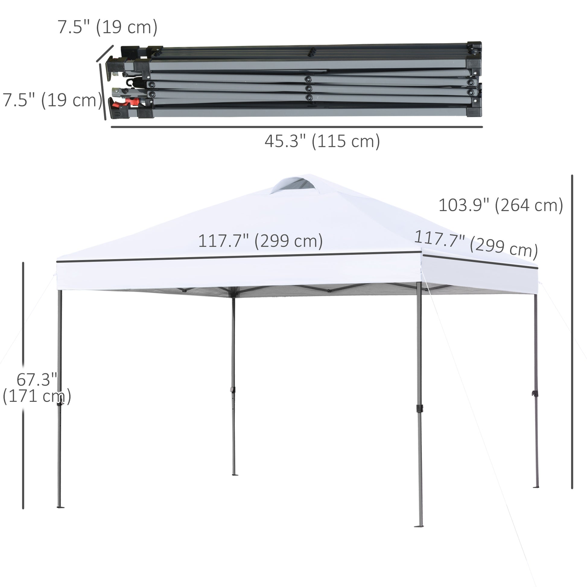 10' x 10' Pop Up Canopy Tent with Airy Top Vents and Wheeled Carry Bag for Outdoor, Garden, Patio, White