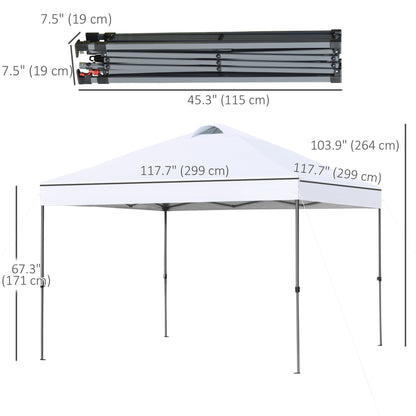 10' x 10' Pop Up Canopy Tent with Airy Top Vents and Wheeled Carry Bag for Outdoor, Garden, Patio, White