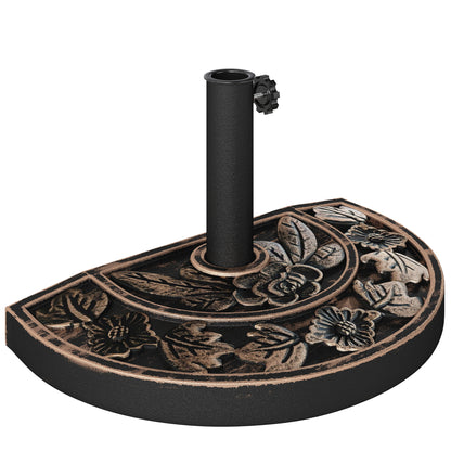 20 lbs Resin Half Round Patio Umbrella Base 20" Outdoor Decorative Parasol Stand Holder For Φ1.5", Φ1.9" Pole, Bronze