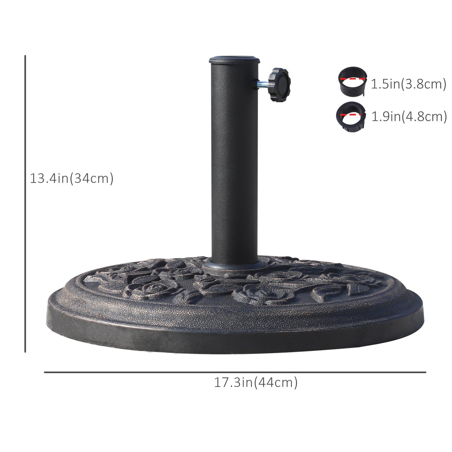 26 lbs Resin Round Umbrella Base Stand Market Parasol Base for Φ1.5", Φ1.89" Pole, for Backyard, Garden, Bronze