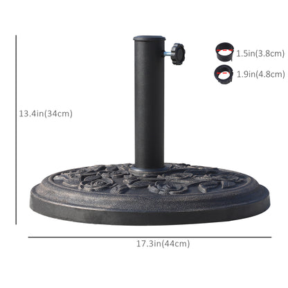 26 lbs Resin Round Umbrella Base Stand Market Parasol Base for Φ1.5", Φ1.89" Pole, for Backyard, Garden, Bronze
