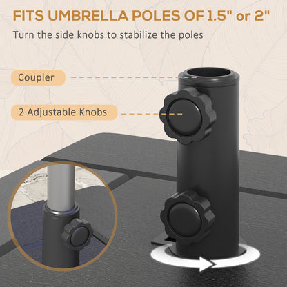 3-in-1 Outdoor Umbrella Base with Wheels and Handles, End Table, Flower Box Planter with Hole, 176 lbs. Capacity, Black