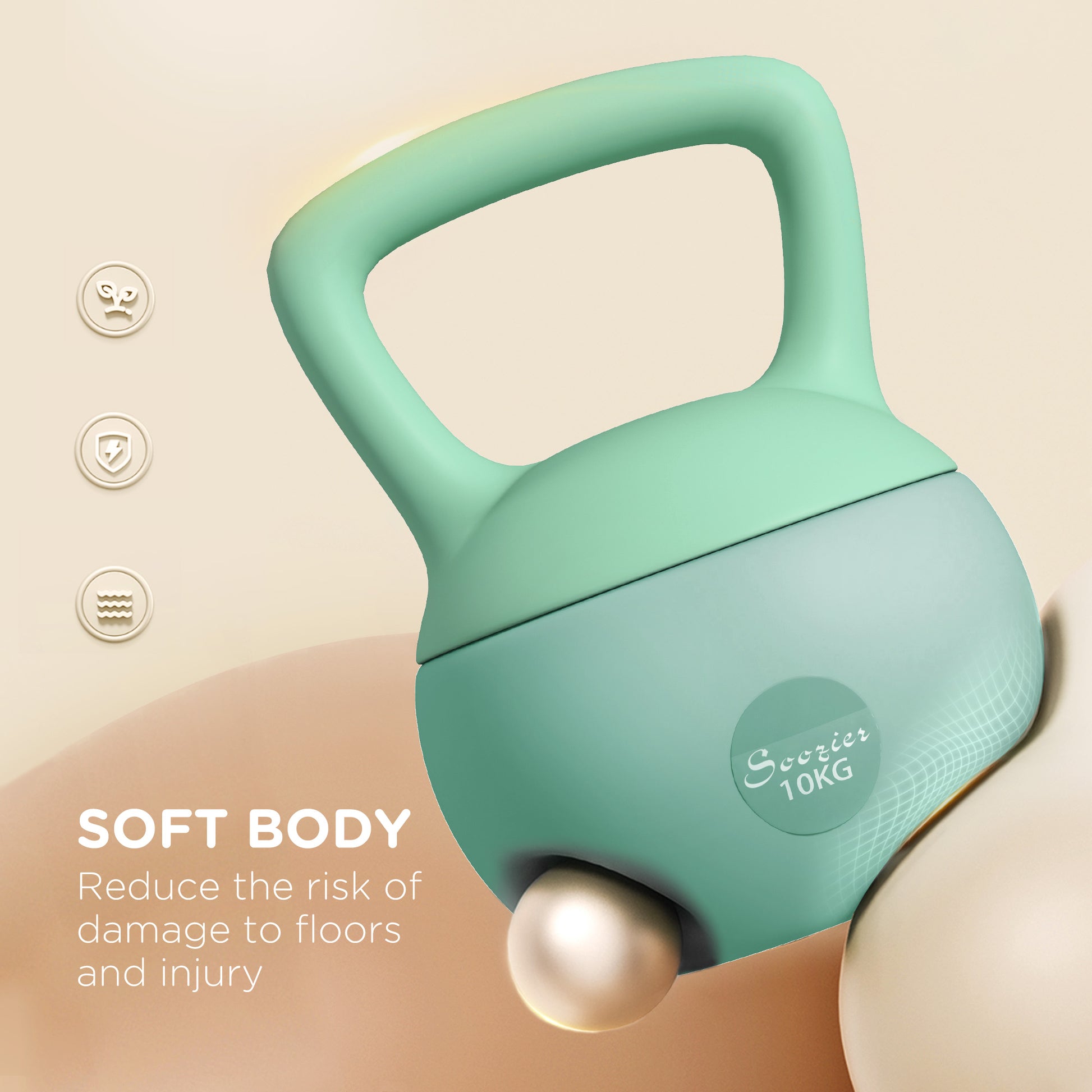 Soozier 22 lb Soft Kettlebell, Sand Filled Weight w/ Grip Handle, Kettlebell Weight for Full Body Workout, Green