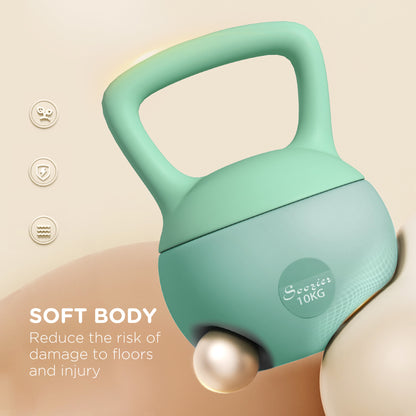 Soozier 22 lb Soft Kettlebell, Sand Filled Weight w/ Grip Handle, Kettlebell Weight for Full Body Workout, Green
