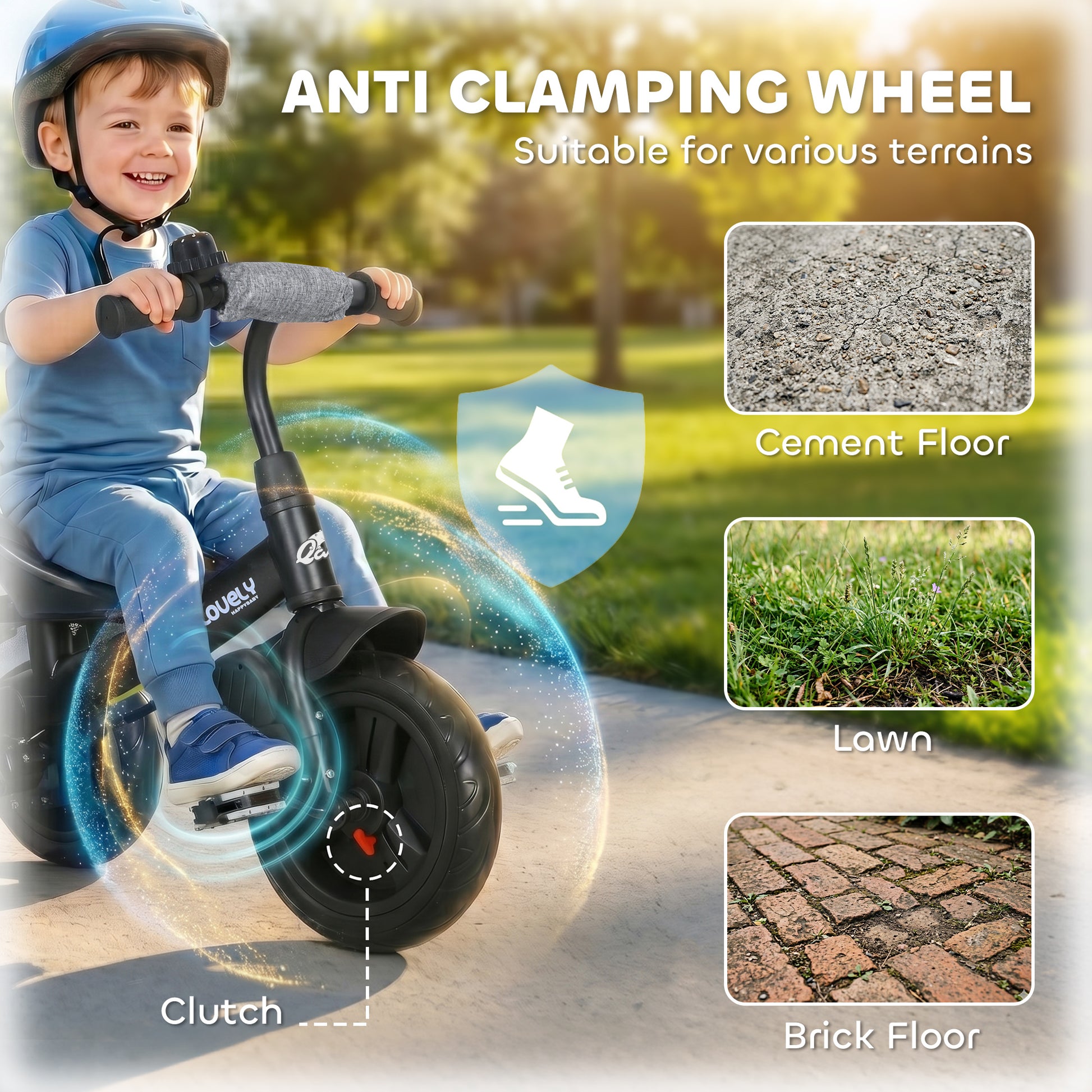 Qaba 6 in 1 Tricycle for Toddler 1-5 Years with Parent-Push Handle, Grey