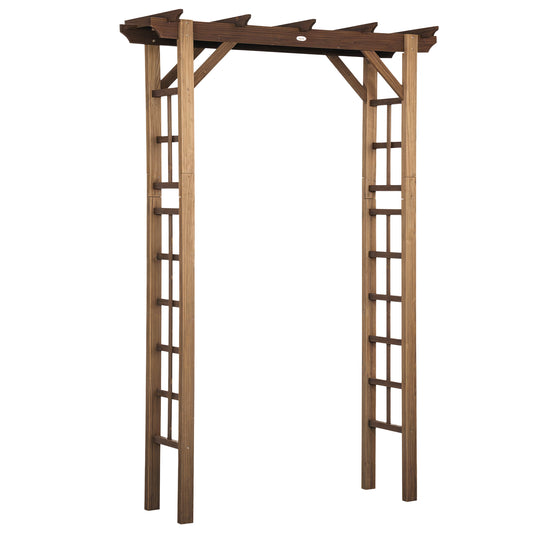 85" Wooden Outdoor Garden Arbour, Garden Arch Trellis for Climbing Vines for Wedding and Ceremony - Carbonized