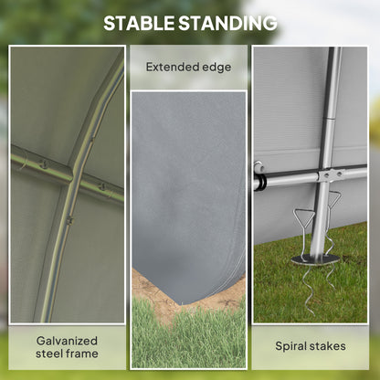 10' x 10' Outdoor Storage Tent, Heavy Duty and Waterproof Portable Shed for Bike, Motorcycle & Garden Tools, Light Grey