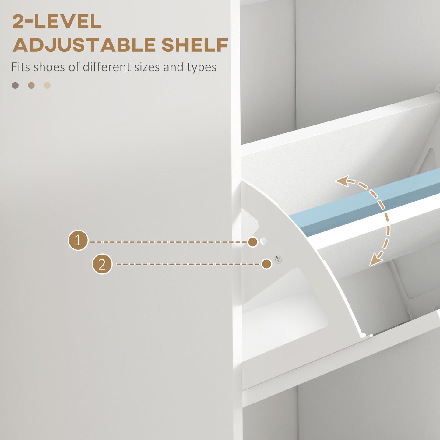 Slim Shoe Cabinet with 3 Flip Drawers and Adjustable Shelves, Narrow Shoe Cabinet for 15 Pairs of Shoes, White