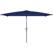 6.5x9.6ft Rectangle Aluminum Tilt Patio Umbrella, Garden Market Parasol, Outdoor Sunshade Canopy with Crank, Navy Blue