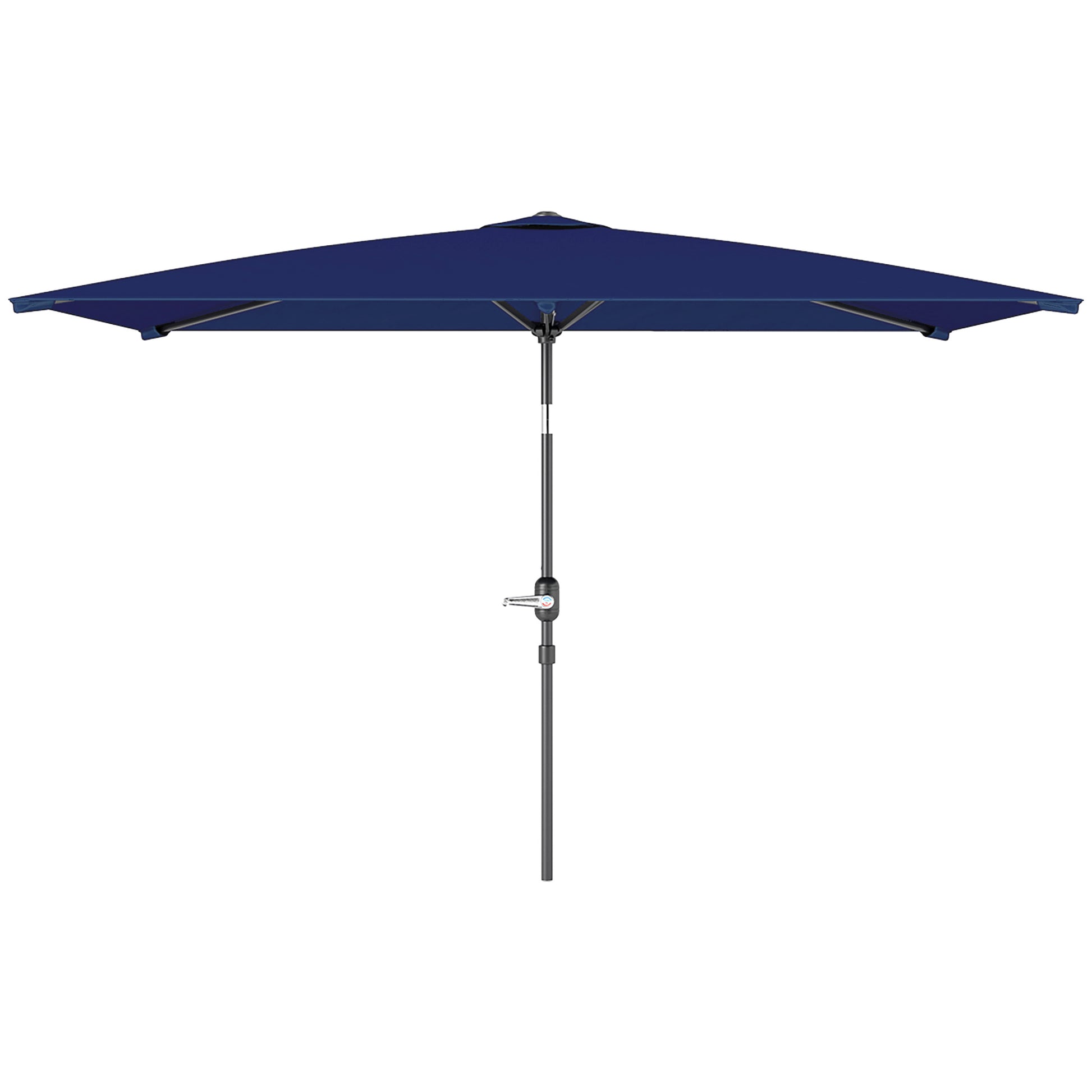 6.5x9.6ft Rectangle Aluminum Tilt Patio Umbrella, Garden Market Parasol, Outdoor Sunshade Canopy with Crank, Navy Blue