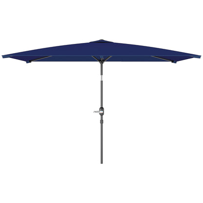 6.5x9.6ft Rectangle Aluminum Tilt Patio Umbrella, Garden Market Parasol, Outdoor Sunshade Canopy with Crank, Navy Blue