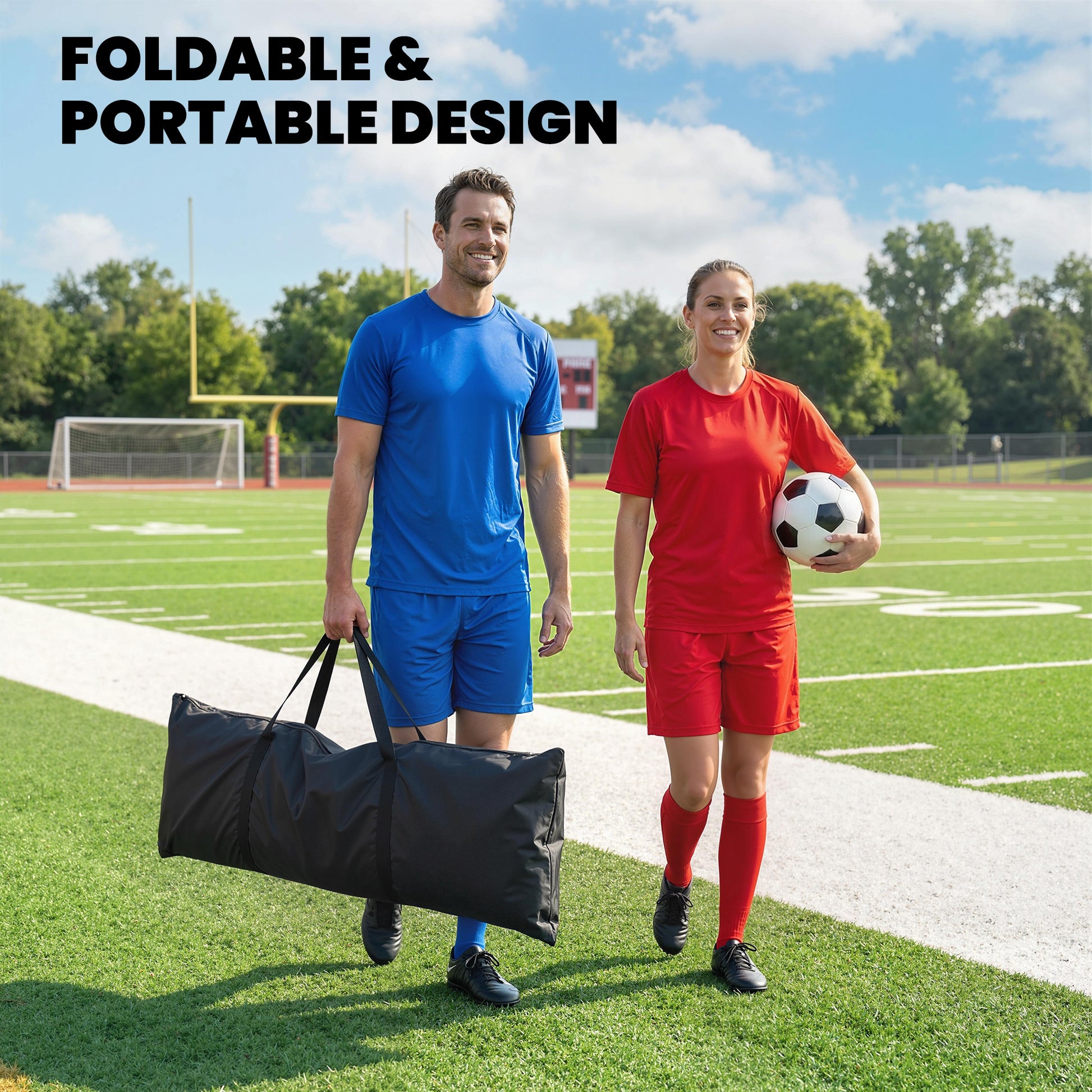 Soozier 2-in-1 Portable Soccer Rebounder Net, Dual-Sided and Foldable Bounce Back Net with Carry Bag for Soccer Baseball