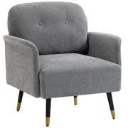 Accent Chair Modern Tufted with Metal Legs Upholstered Reading Armchair for Living Room Grey