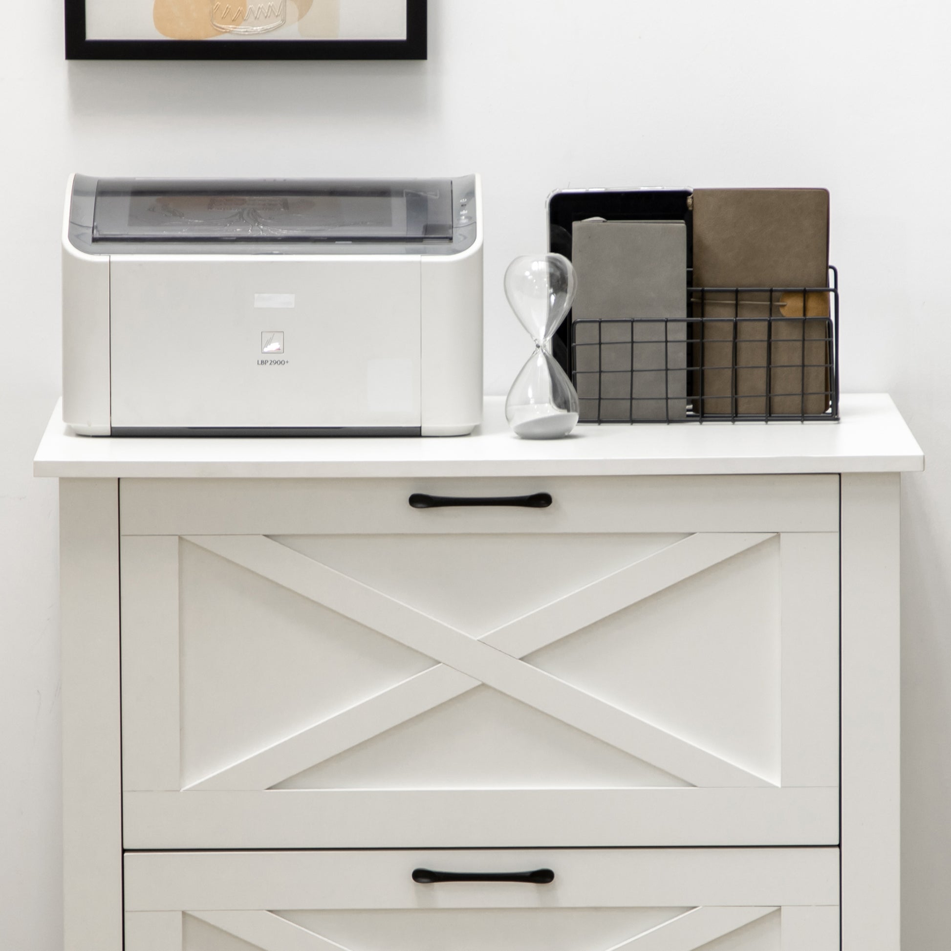 Vertical File Cabinet with Hanging Bars for A4 Size for Home Office, 29.9"x 19.7"x 30.3", White