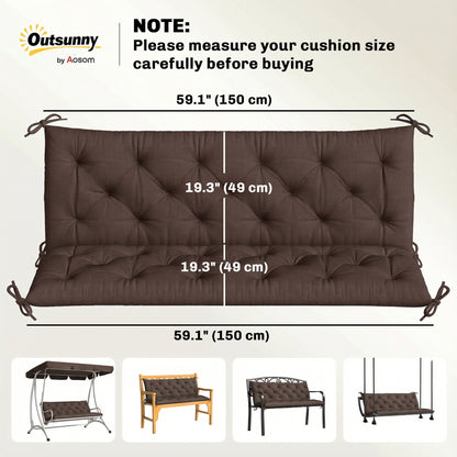3-Seater Outdoor Bench Swing Chair Replacement Cushions for Patio Garden, Coffee