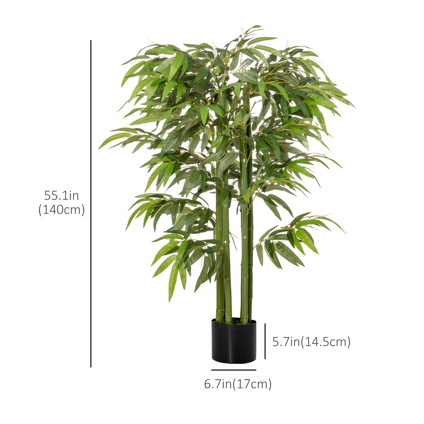 Set of 2 4.5FT Artificial Bamboo Tree Faux Decorative Plant in Nursery Pot for Indoor Outdoor Décor