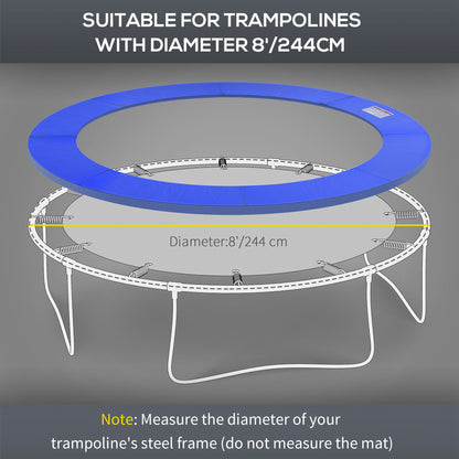 ⌀8ft Trampoline Pad ⌀96" Spring Safety Replacement Gym Bounce Jump Cover EPE Foam Blue