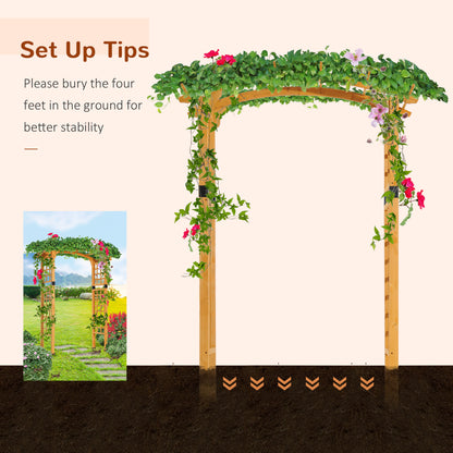 7.5FT Wood Garden Arch Trellis, Outdoor Walkway Round Pergola Style Arbor for Decorative Climbing Plants, Patio, Lawn, Backyard Party, Ceremony Decoration Accessories, Yellow