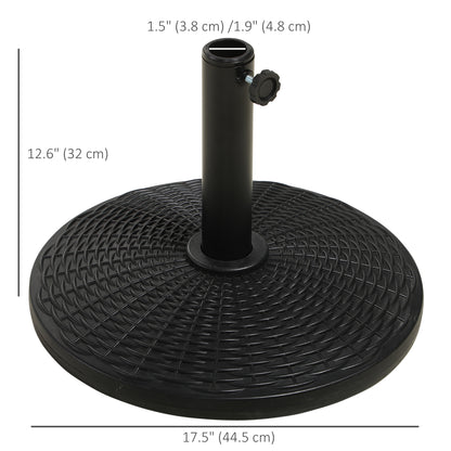 25 lbs Market Umbrella Base Holder 17.5" Round Parasol Stand with Rattan Design for Patio, Outdoor, Backyard, Black