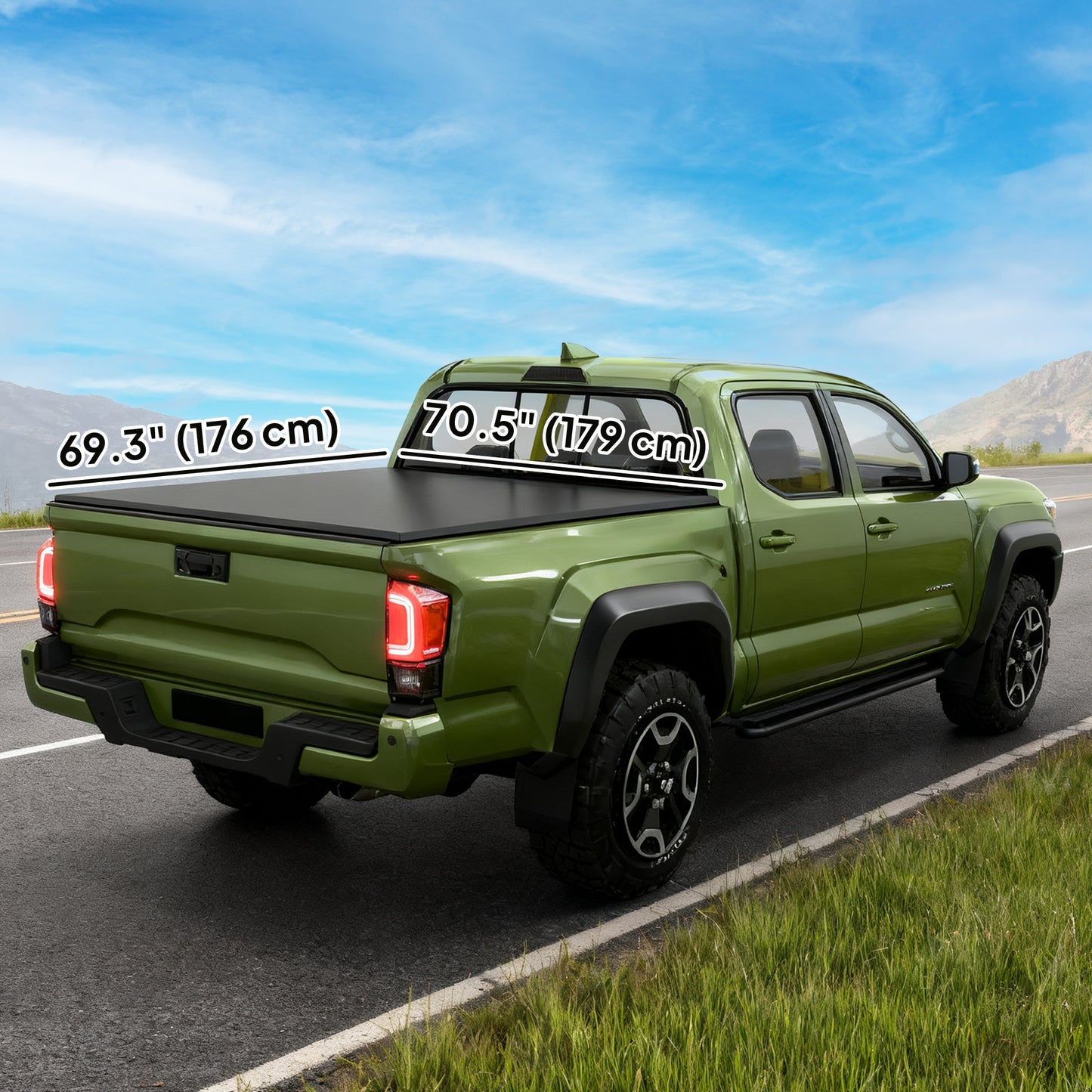 5'7" Soft Tri-Fold Truck Bed Tonneau Cover for 5.7 ft Bed, Truck Bed Cover with Seal Strip, Black