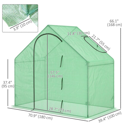 6 x 3.3 x 5.5ft Walk-in Garden Greenhouse with Door & Top Window, Portable Mini Greenhouse for Plants Flowers Herbs Tomatoes, Outdoor Hot House Growing Tent with Steel Frame & PE Cover