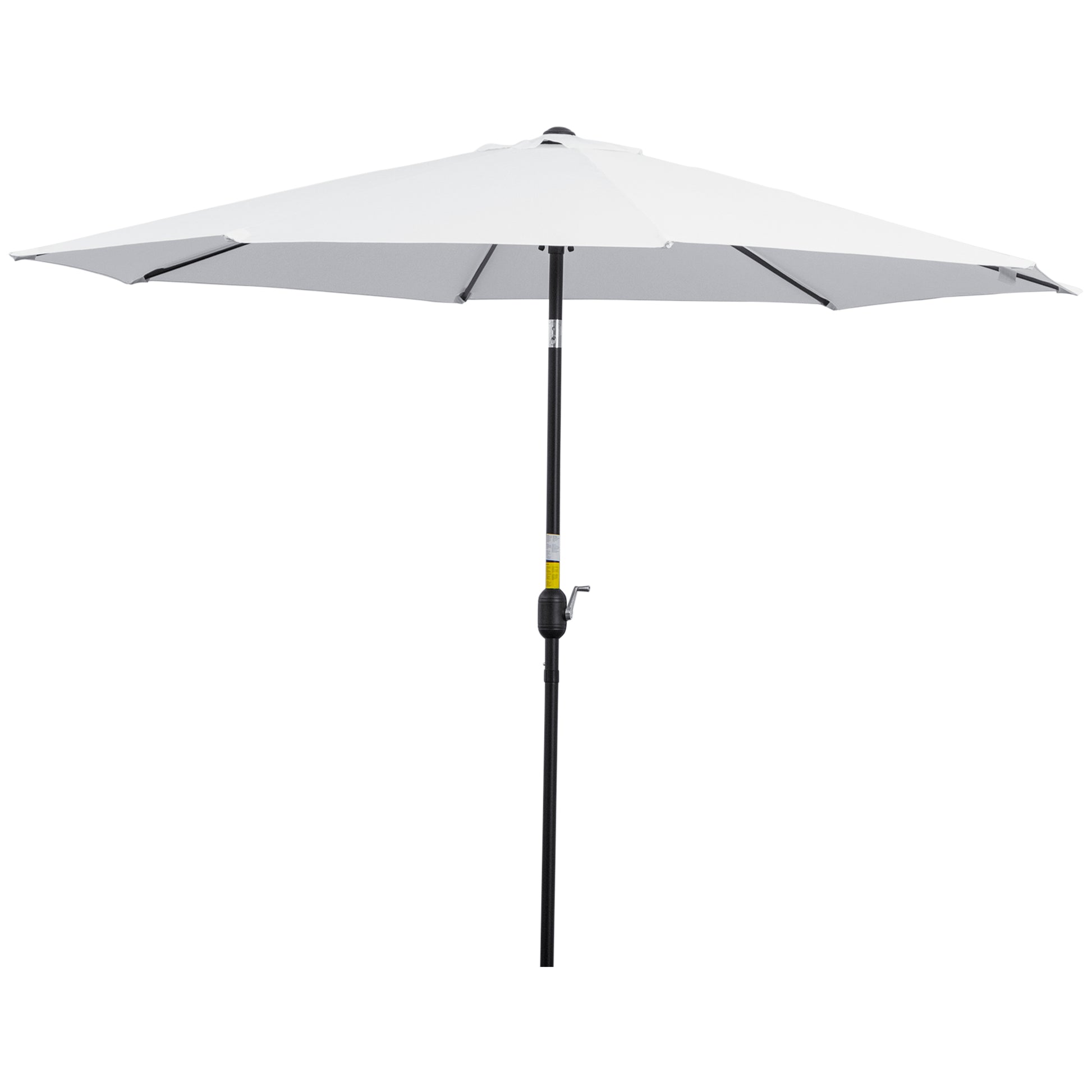 10' x 8' Round Market Umbrella, Patio Umbrella with Crank Handle and Tilt, Outdoor Parasol for Garden, White