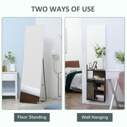 63"x18" Full Length Mirror, Floor Standing, Wall-Mounted or Leaning Against Wall Tall Mirror w/Support Frame, Rectangular Full Body Mirror for Bedroom, Living Room, Silver