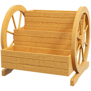 Wooden Wagon Planter Box, 3-Tier Raised Garden Bed, for Vegetables Flowers Herbs, 24" x 24" x 22"