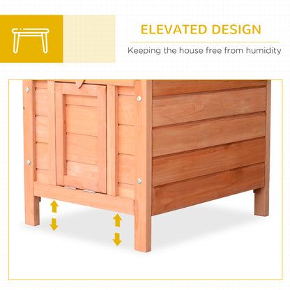 Wooden Rabbit Hutch, Bunny Cage with Waterproof & Openable Asphalt Roof, Outdoor Cat House Guinea Pig Cage Duck Shelter, Indoor Outdoor Use, 20" x 16.5" x 17", Orange