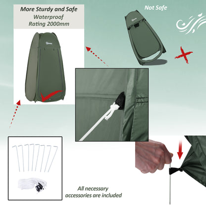 Army Green Popup Shower Tent - Portable Changing Room