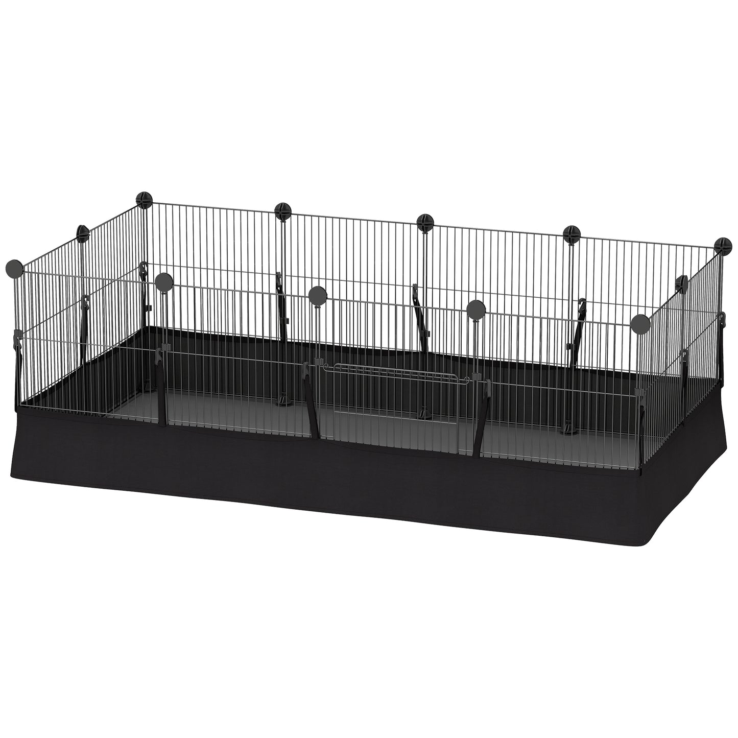 Small Animal Cage Waterproof Mat DIY Animal Playpen for Guinea Pigs Rabbits 12 Panels and Door Black