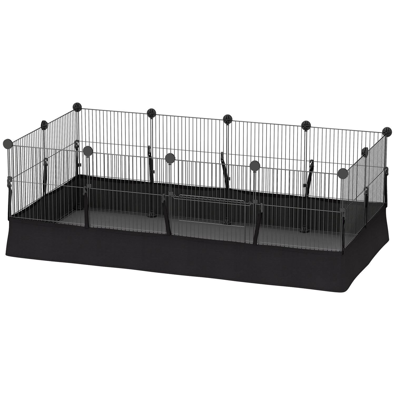 Small Animal Cage Waterproof Mat DIY Animal Playpen for Guinea Pigs Rabbits 12 Panels and Door Black