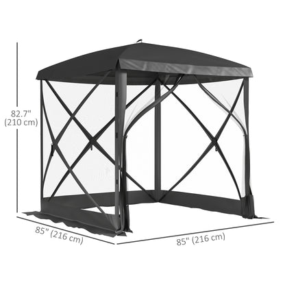 Pop-Up Tent, Foldable Screen Tent with Carry Bag, Zippered Door and Ground Stakes, Fits 3-4 People, Black