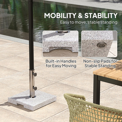 46 lbs Granite Square Patio Umbrella Base, Outdoor Umbrella Stand with Handles 2 Adjustable Knobs, Heavy Duty Patio Umbrella Stand for Garden Deck Poolside, Grey