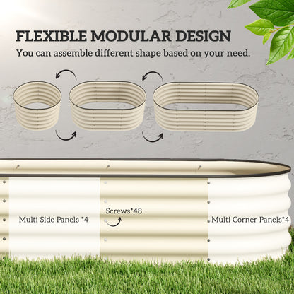 5 x 2 x 1.5 FT Galvanized Steel Raised Garden Bed, Metal Garden Bed Planter Box with Safety Edging, Cream White