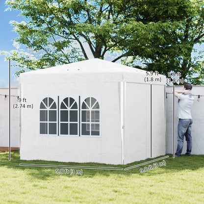 10' x 10' Pop-Up Canopy Tent with Sidewalls, Height-Adjustable, Carry Bag Included, for Outdoor, Garden, Patio, White