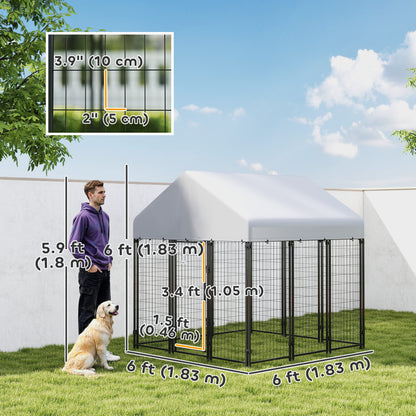 Outdoor Dog Kennel with Waterproof UV-Resistant Cover, 6' x 6' x 6'