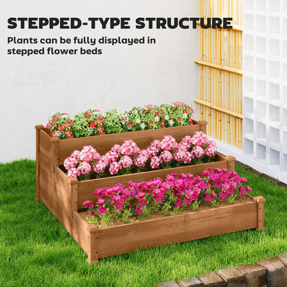 3-Tier Garden Bed Planter Box for Backyard, Patio, 49"x49"x22", Brown