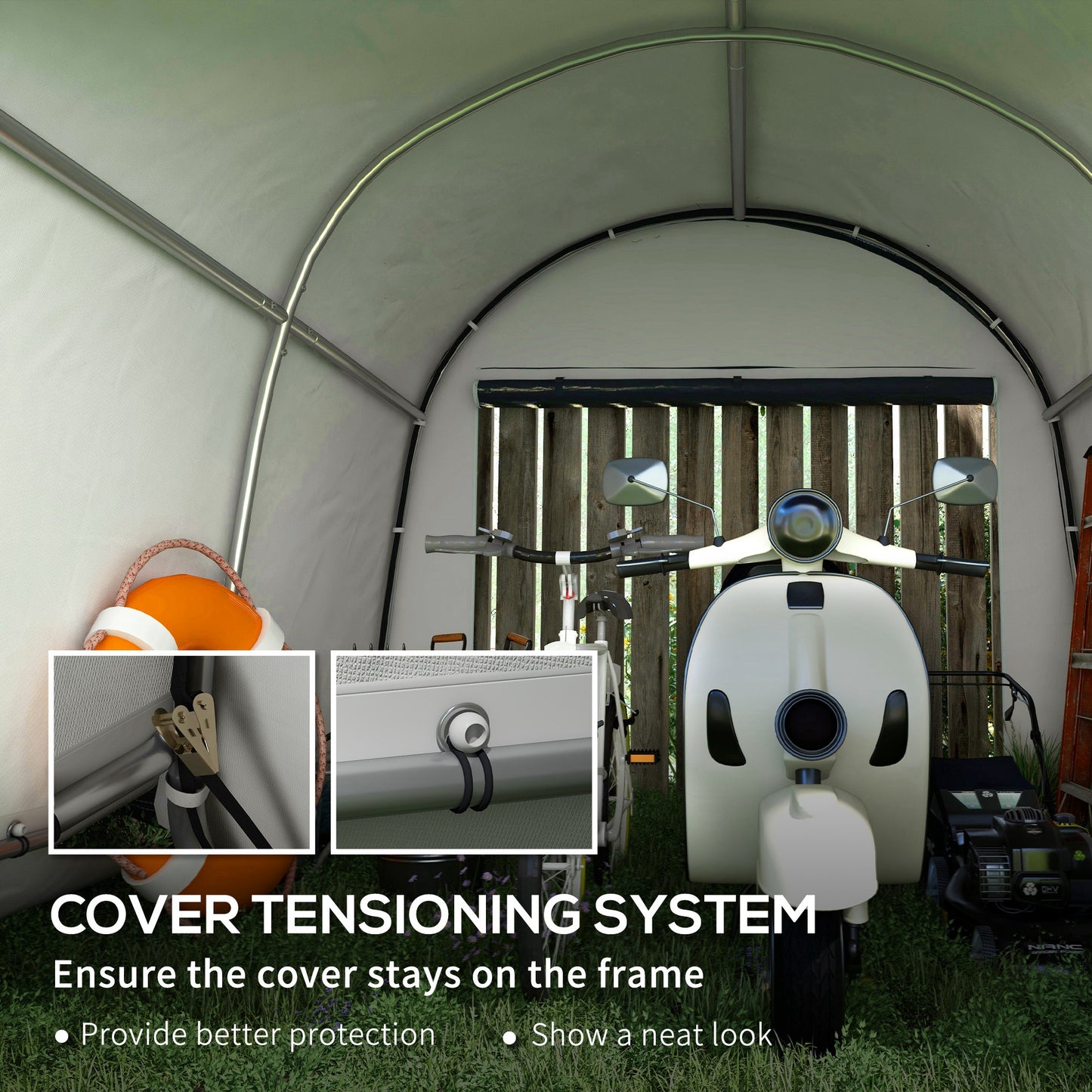 10' x 10' Outdoor Storage Tent, Heavy Duty and Waterproof Portable Shed for Bike, Motorcycle & Garden Tools