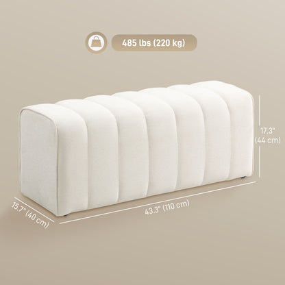 43" Upholstered Bedroom Bench Modern End of Bed Bench Load up to 485 lbs for Bedroom Hallway Living Room Cream White
