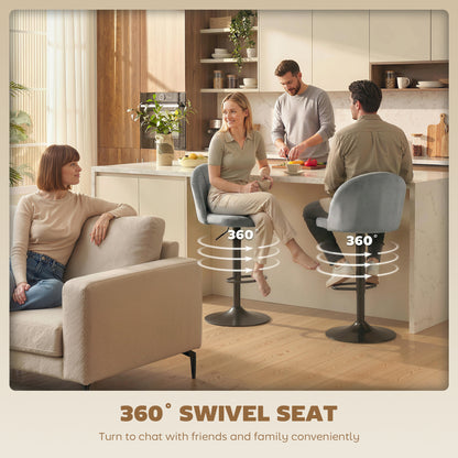 Bar Stools Set of 2, Swivel Counter Height Barstools with Footrest, Grey