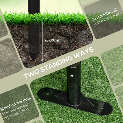 Picket Metal Garden Fence for Hard & Soft Ground, 5 ft(H) Standing Outdoor Fencing with Feet, Animal Barrier Flower Bed Landscape Edging, Brown